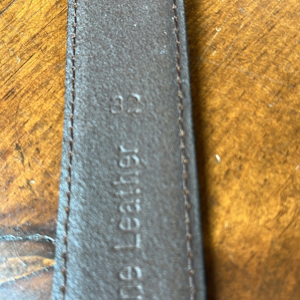Clarks Genuine Leather Dress Belt Silver Tone Adjustable Buckle Brown - Sz 32 - Picture 6 of 12
